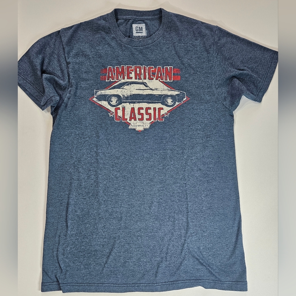 Chevy T-shirt Mens‎ Medium Blue Red Chevrolet Retro Inspired GM Graphic Tee NEW